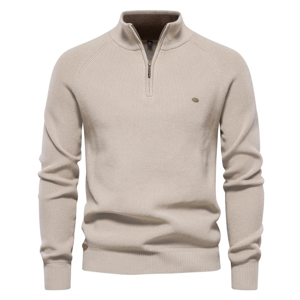 Suéter Masculino Tricot Gola Alta com Meio Zíper Alback
