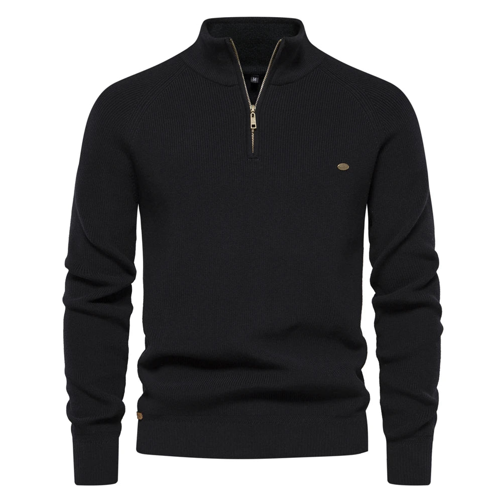 Suéter Masculino Tricot Gola Alta com Meio Zíper Alback