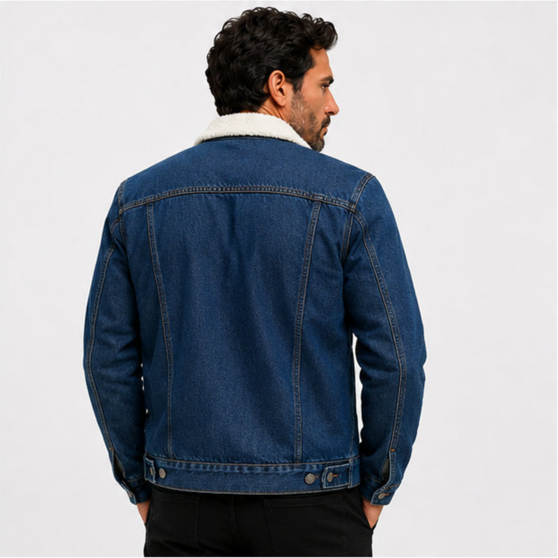 Jaqueta Masculina Jeans Forrada com Pelo ALBACK
