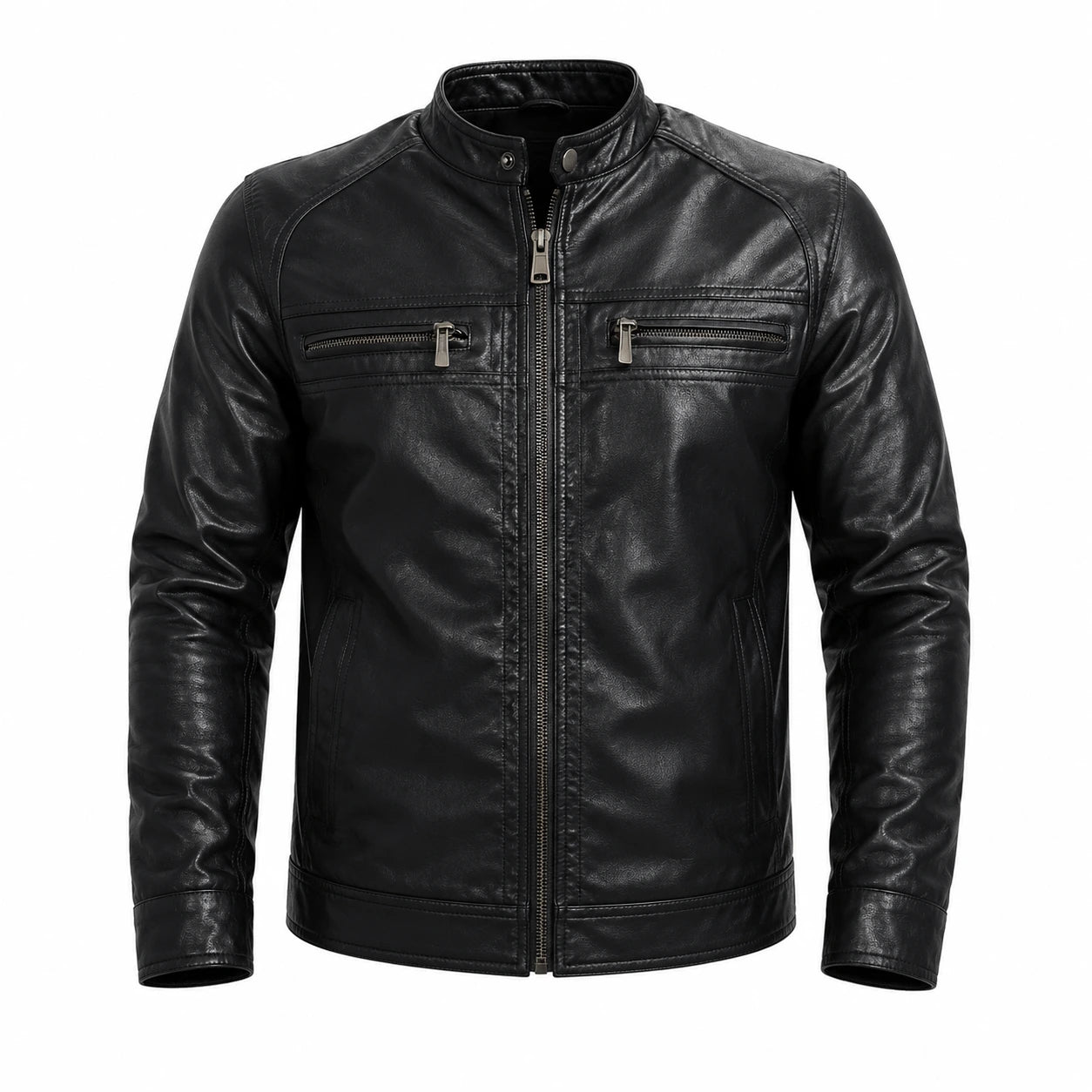 Jaqueta Masculina De Couro Slim Racer