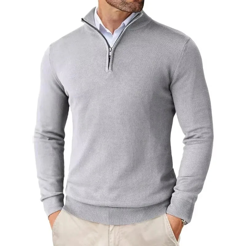 Suéter Masculino Gola Alta com Meio Zíper