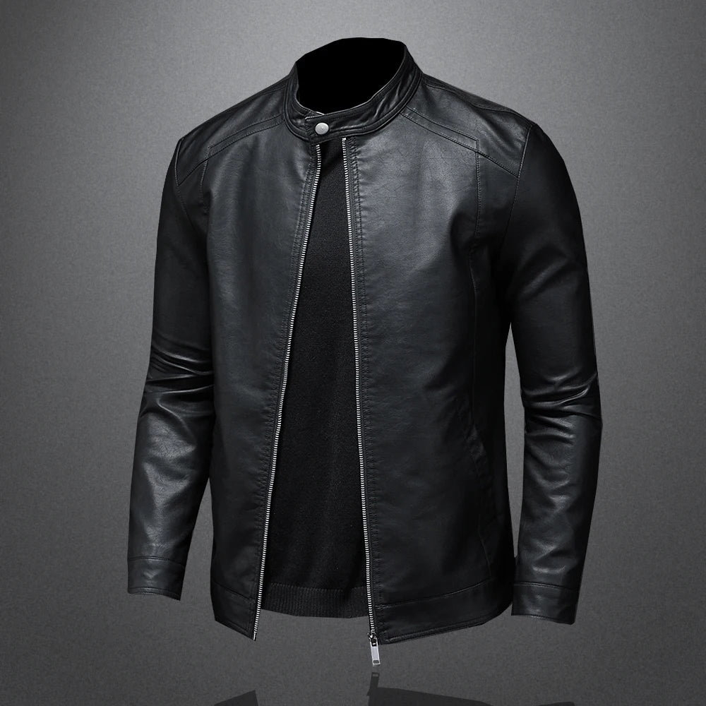 Jaqueta Masculina de Couro Biker Slim ALBACK