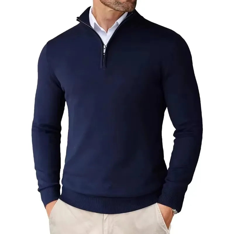 Suéter Masculino Gola Alta com Meio Zíper