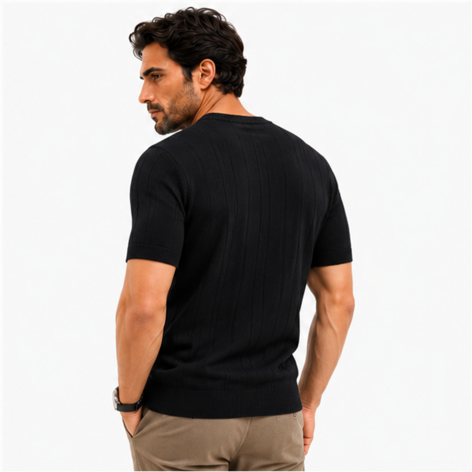 Camiseta Masculina Premium em Tricot Canelado Alback