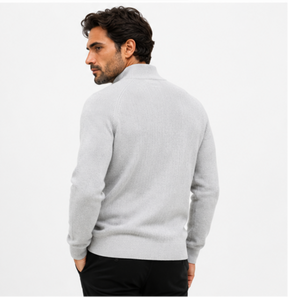 Suéter Masculino Tricot Gola Alta com Meio Zíper Alback