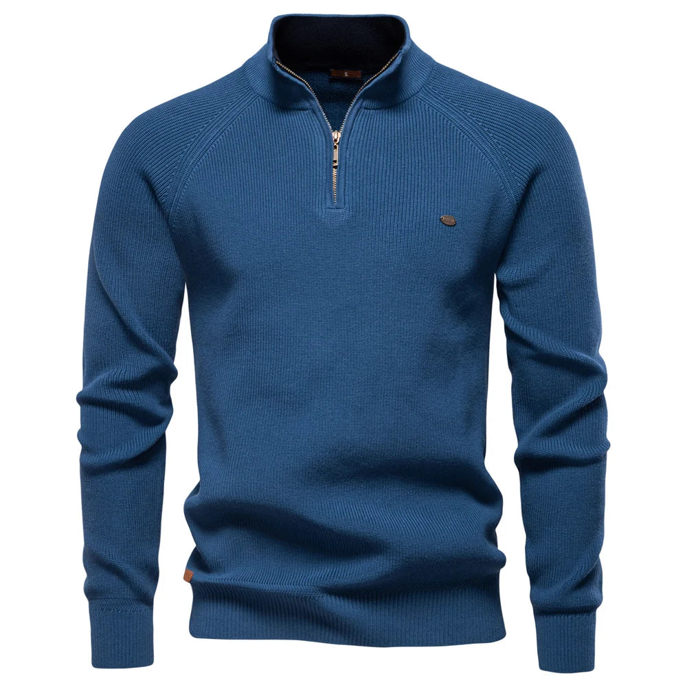 Suéter Masculino Tricot Gola Alta com Meio Zíper Alback