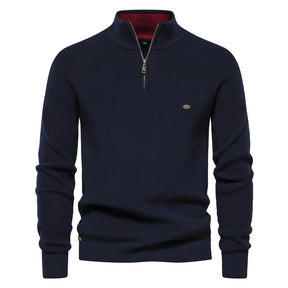 Suéter Masculino Tricot Gola Alta com Meio Zíper Alback