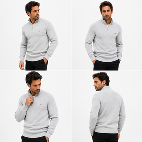 Suéter Masculino Tricot Gola Alta com Meio Zíper Alback