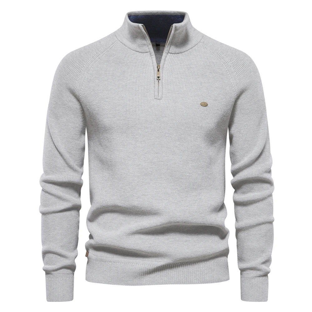 Suéter Masculino Tricot Gola Alta com Meio Zíper Alback
