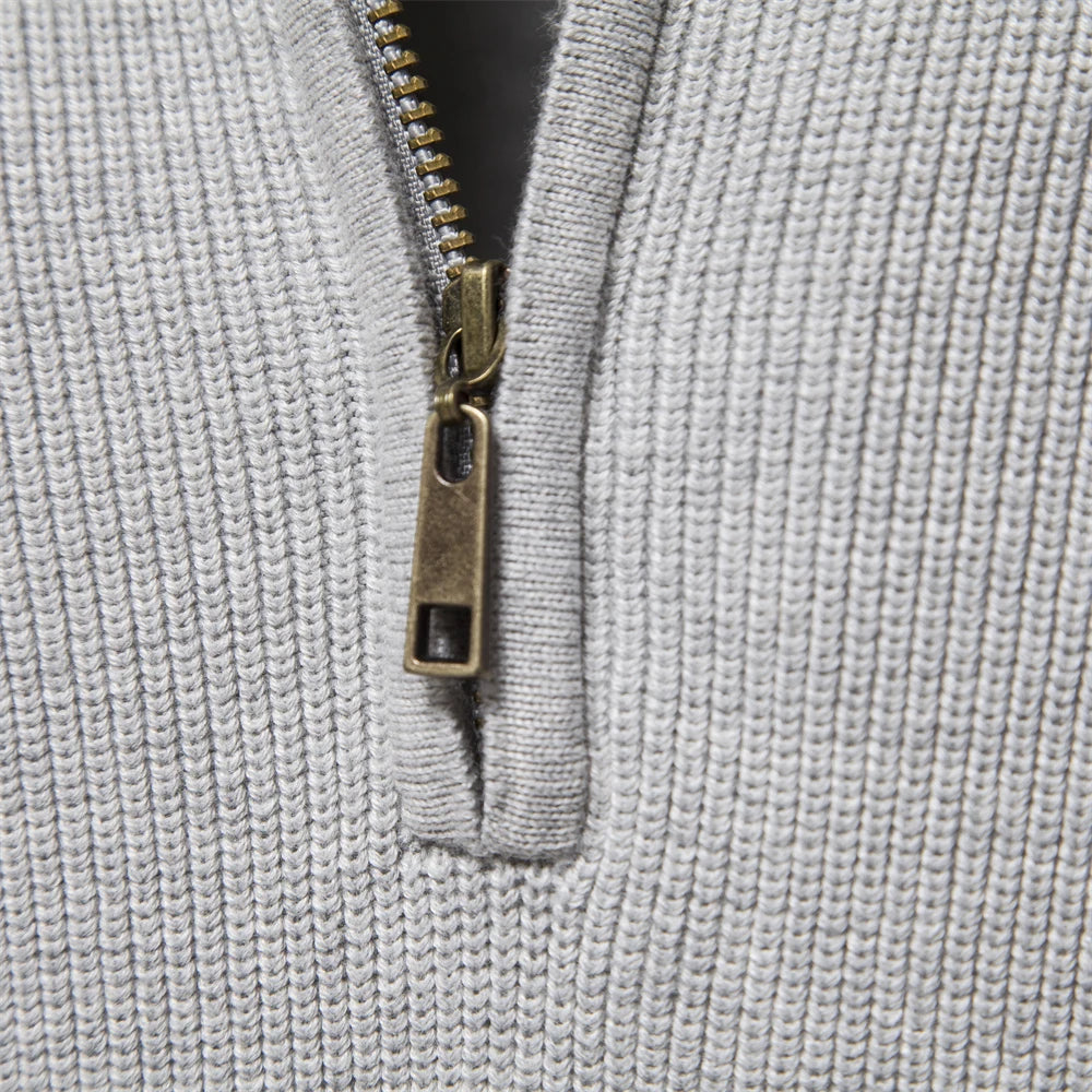Suéter Masculino Tricot Gola Alta com Meio Zíper Alback