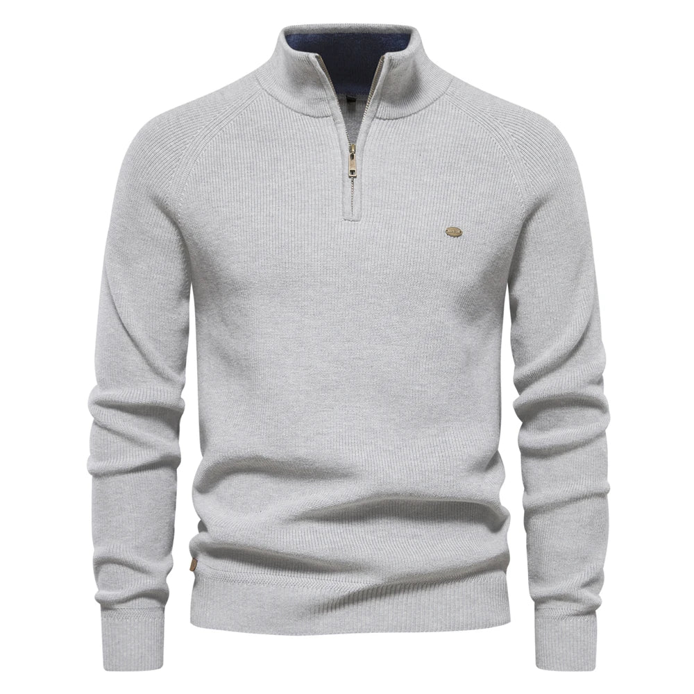 Suéter Masculino Tricot Gola Alta com Meio Zíper Alback