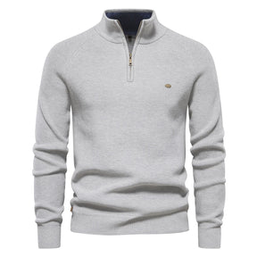 Suéter Masculino Tricot Gola Alta com Meio Zíper Alback