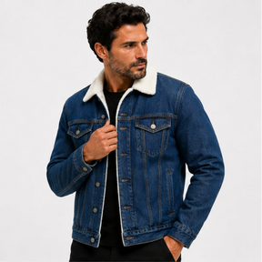Jaqueta Masculina Jeans Forrada com Pelo ALBACK