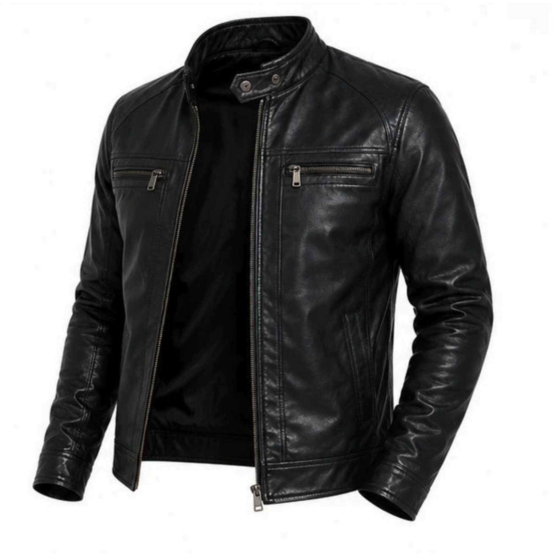 Jaqueta Masculina De Couro Slim Racer