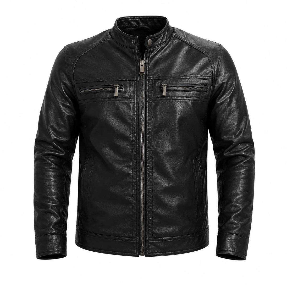Jaqueta Masculina De Couro Slim Racer
