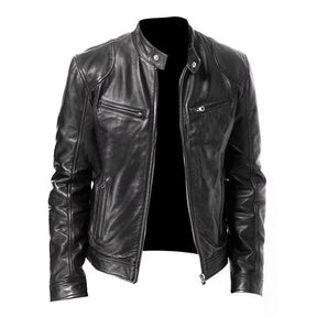 Jaqueta Masculina De Couro Slim Racer