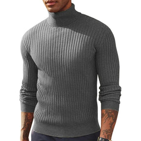 Suéter Masculino Gola Alta Tricô Canelado