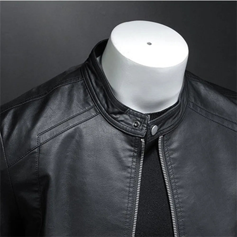 Jaqueta Masculina de Couro Biker Slim ALBACK
