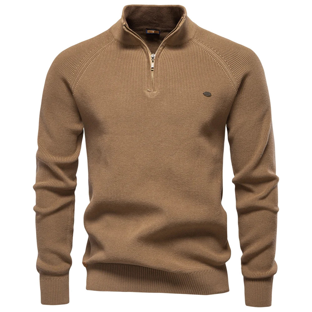 Suéter Masculino Tricot Gola Alta com Meio Zíper Alback