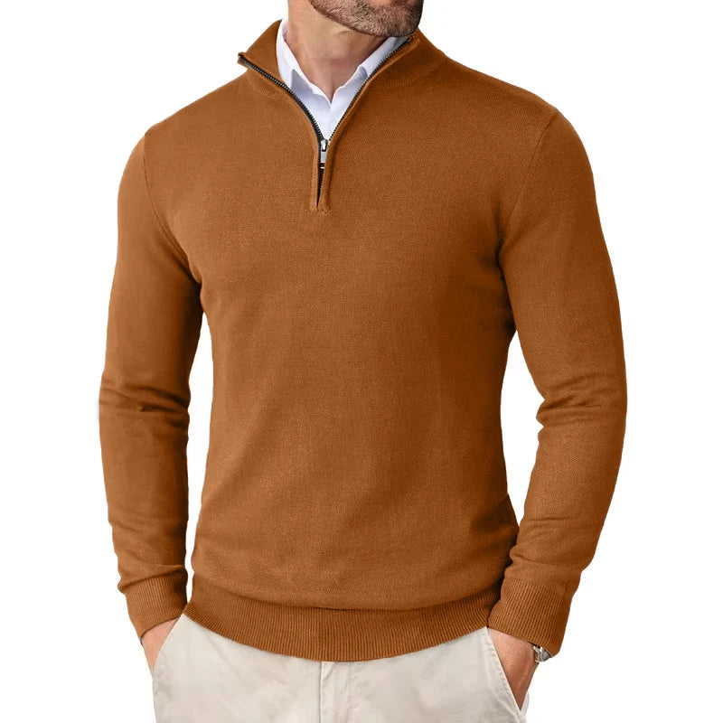 Suéter Masculino Gola Alta com Meio Zíper