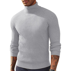 Suéter Masculino Gola Alta Tricô Canelado