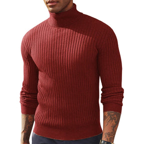 Suéter Masculino Gola Alta Tricô Canelado