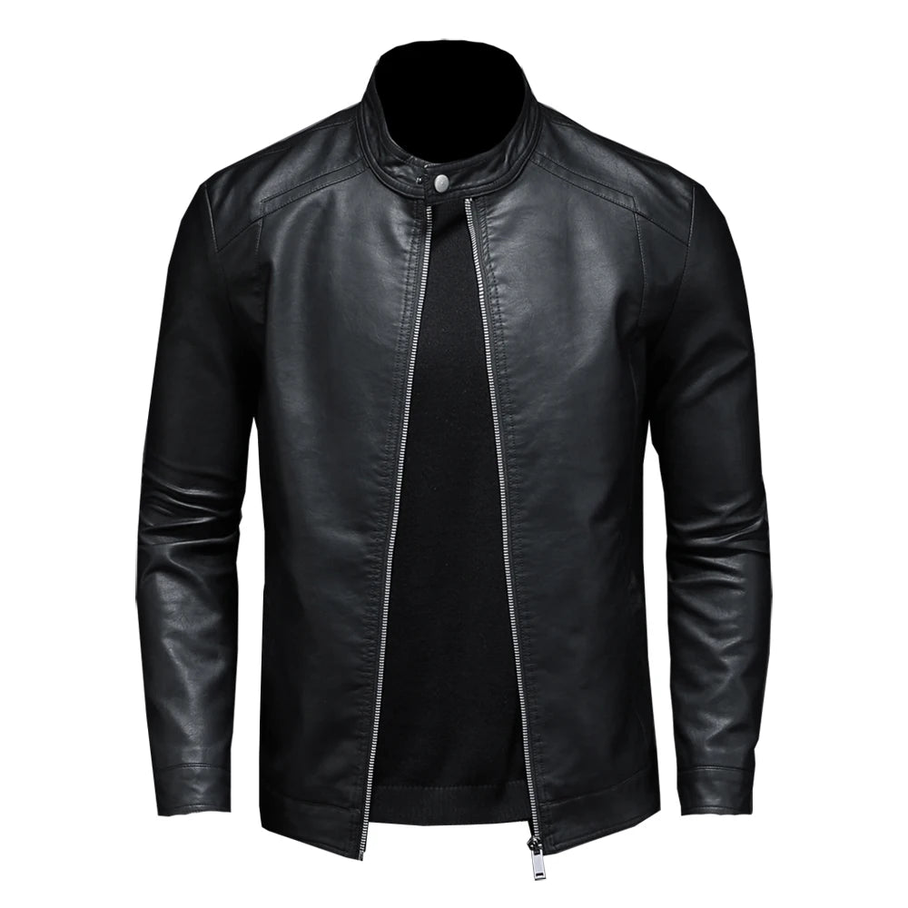 Jaqueta Masculina de Couro Biker Slim ALBACK
