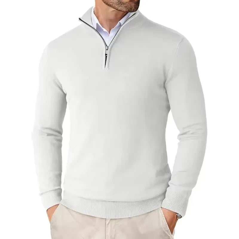 Suéter Masculino Gola Alta com Meio Zíper