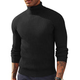Suéter Masculino Gola Alta Tricô Canelado