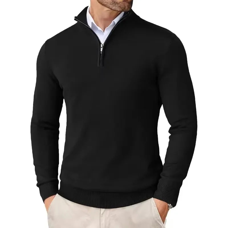 Suéter Masculino Gola Alta com Meio Zíper