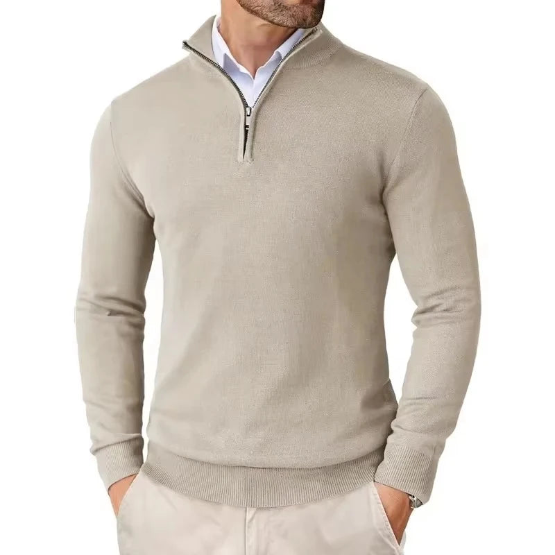 Suéter Masculino Gola Alta com Meio Zíper