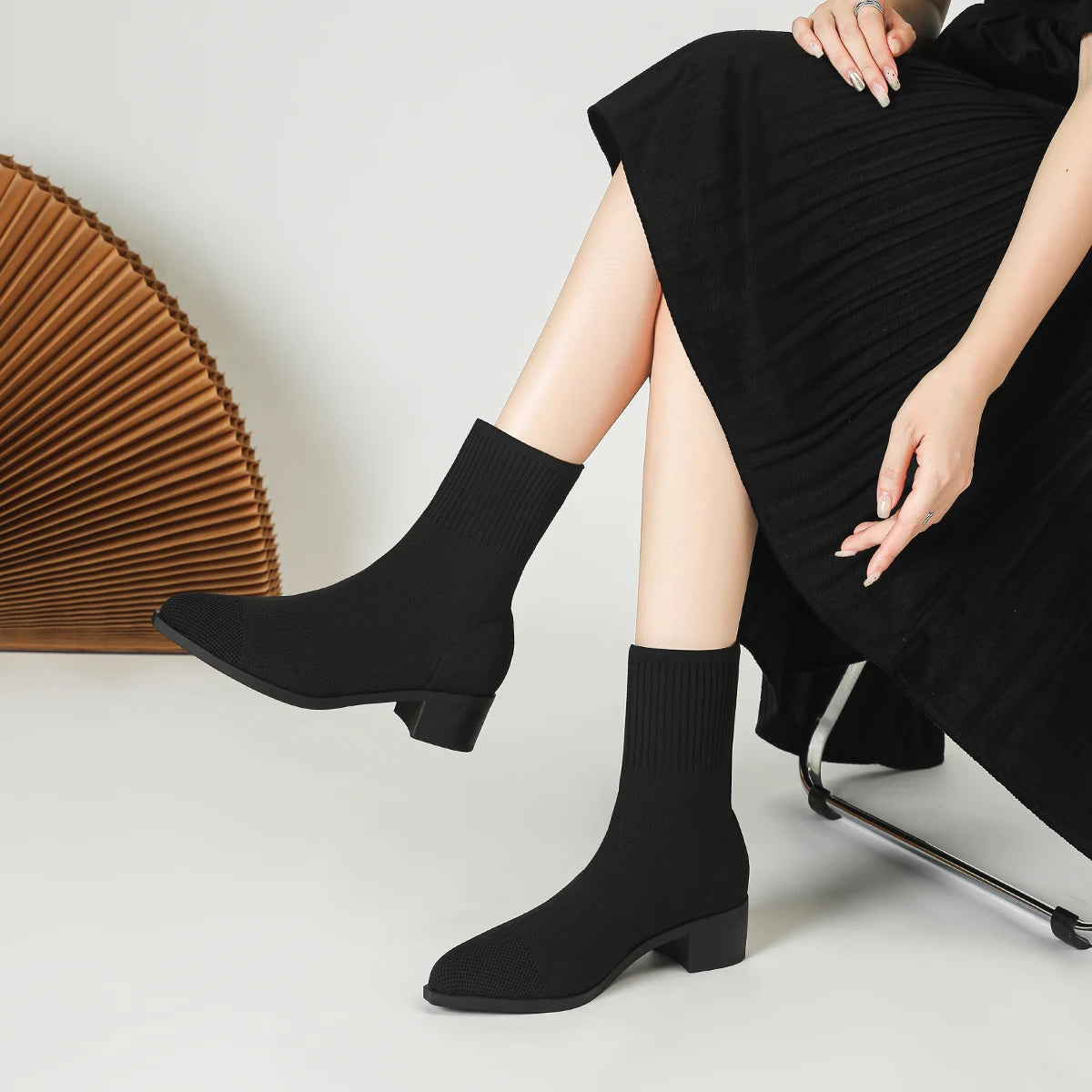Bota Feminina Meia Knit - Euro Modal